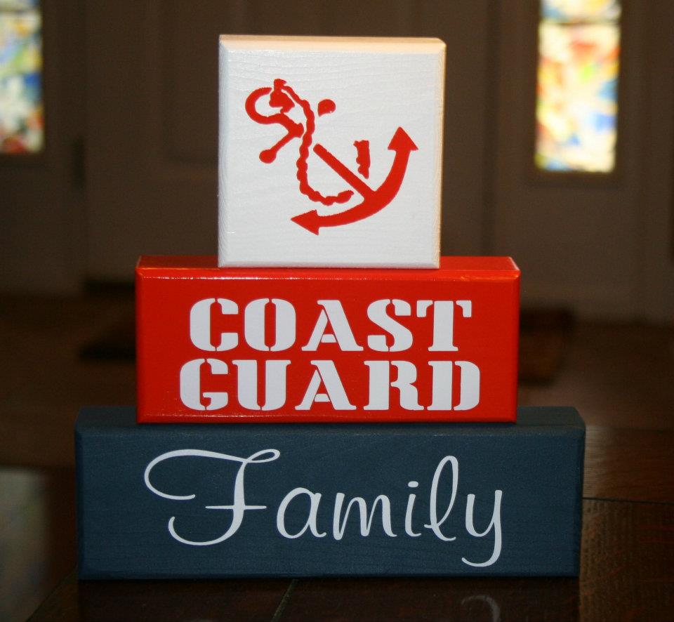 Coast Guard Military Family Blocks Shelf Sitter